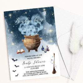 Convites Magic Witch Cauldron Baby Boy Breking Chá de frald