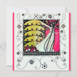 Convites MÁGICA DA PRIMAVERA, Fúcsia,Amarelo Verde,Preto