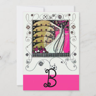 Convites MÁGICA DA PRIMAVERA, Fúcsia,Amarelo Verde,Preto