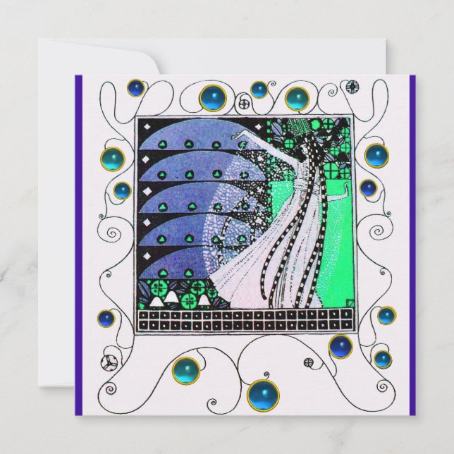 Convites MÁGICA DO preto azul-branco-PRIMAVERA (Frente)