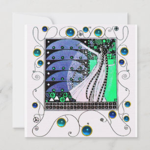 Convites MÁGICA DO preto azul-branco-PRIMAVERA