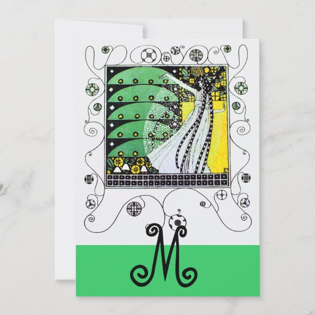 Convites MÁGICA DO PRIMAVERA, verde-amarelo claro (Frente)