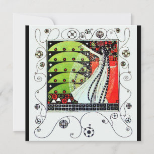 Convites MÁGICA DO PRIMAVERA, verde-branco vermelho-claro