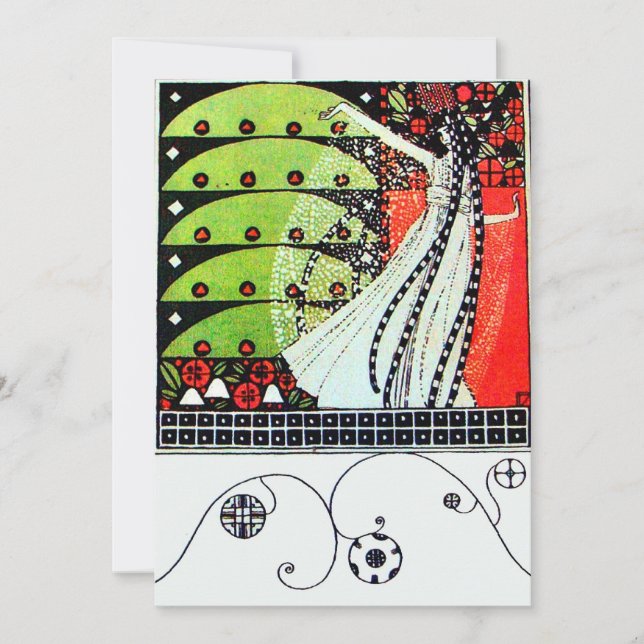 Convites MÁGICA DO PRIMAVERA, verde-branco vermelho-claro (Frente)