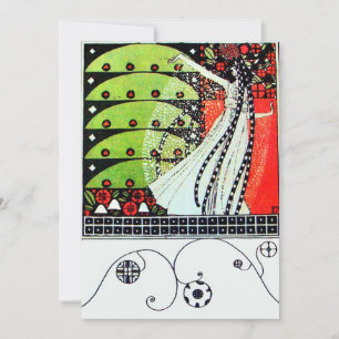 Convites MÁGICA DO PRIMAVERA, verde-branco vermelho-claro