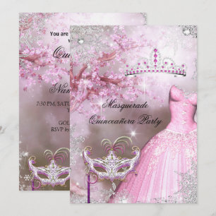Convites Mágica Princesa Quinze Anos Mascarada Rosa
