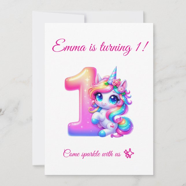 Convites Magical 1st Birthday Invitation Editable (Frente)