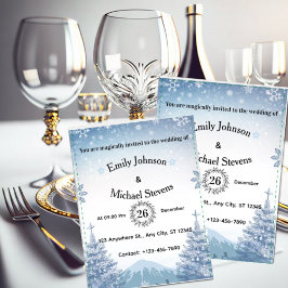 Convites Magical Blue Winter Mountain Christmas Wedding