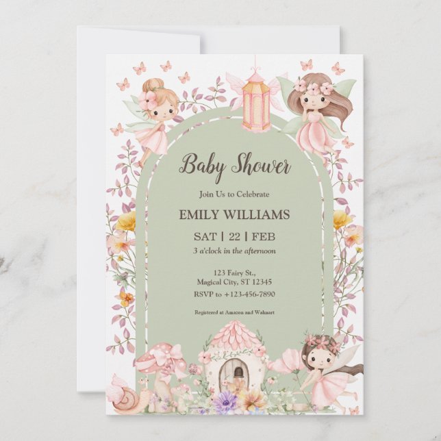 Convites Magical Boho Arch Fairy Baby Shower Invitations (Frente)
