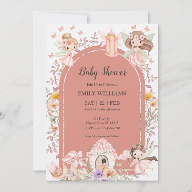 Convites Magical Boho Fairy Garden Baby Shower Invitatio (Frente)