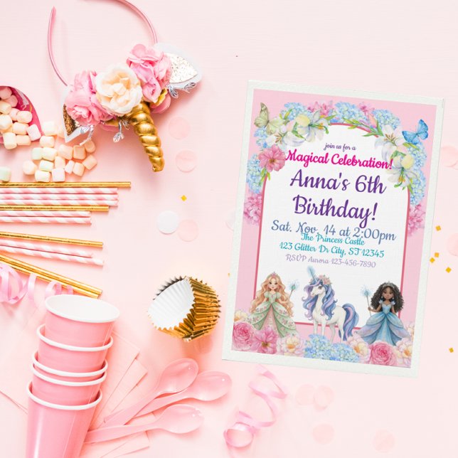 Convites Magical Celebration Princess Unicorn Birthday (Criador carregado)