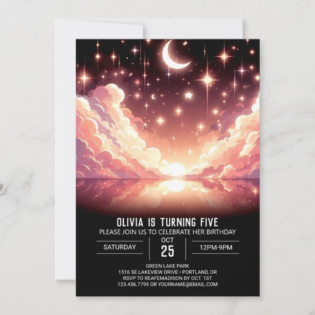 Convites Magical Celestial Digital Birthday (Frente)