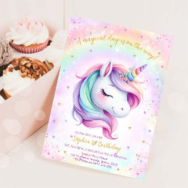 Convites Magical Day Unicorn and Rainbows Birthday