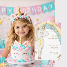 Convites Magical Day Unicorn Girl Birthday Party
