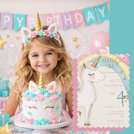 Convites Magical Day Unicorn Rainbow Girl Birthday Party