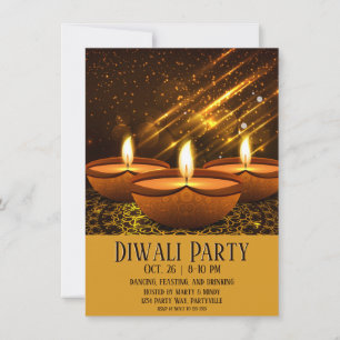 Convites Magical Diwali Diyas com Sparkles
