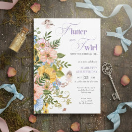 Convites Magical Fairy Floral Garden Pixie Girls Birthday