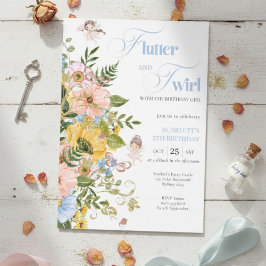 Convites Magical Fairy Floral Garden Pixie Girls Birthday