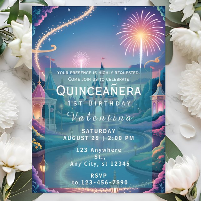 Convites Magical Fairytale Castle Baby Girl Birthday (Criador carregado)