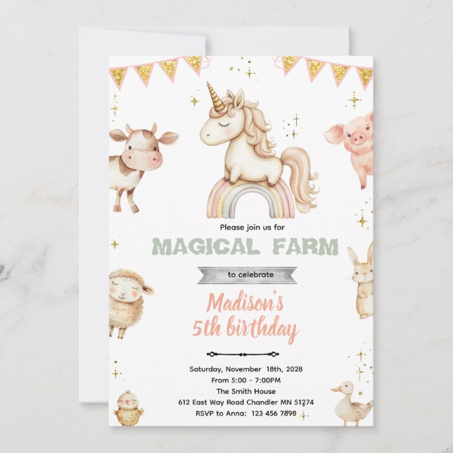 Convites Magical Farm party Invitation (Frente)