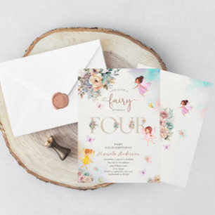 Convites Magical Floral Fairy Princess is turning four wat