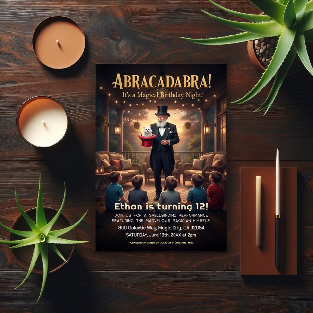 Convites Magical Magician Birthday Party  (Criador carregado)