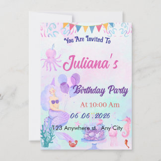 Convites Magical Mermaid Birthday Invitation Card