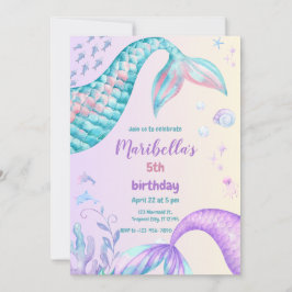 Convites Magical Mermaid Tail Under The Sea Birthday Party