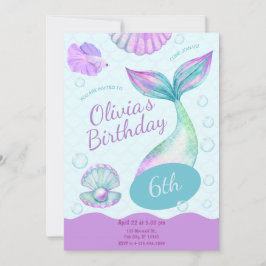 Convites Magical Mermaid Under The Sea Birthday Party