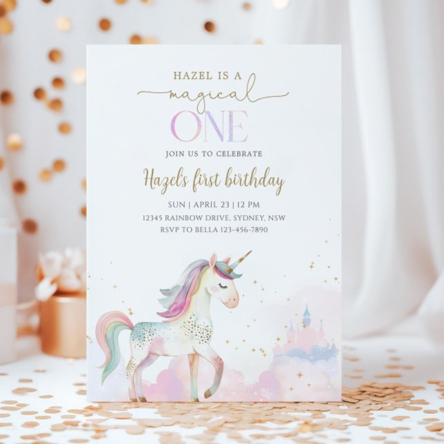 Convites Magical One Unicorn 1st Birthday Party (Criador carregado)