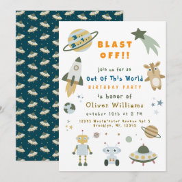 Convites Magical Personalized Space Birthday Party Invite