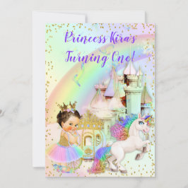 Convites Magical Rainbow Princess Castle Carruagem Unicorn