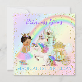 Convites Magical Rainbow Princess Castle Carruagem Unicorn