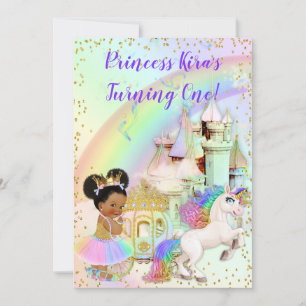 Convites Magical Rainbow Princess Castle Carruagem Unicorn