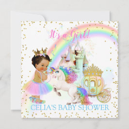 Convites Magical Rainbow Princess Castle Carruagem Unicorn