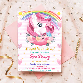 Convites Magical Rainbow Unicorn Birthday