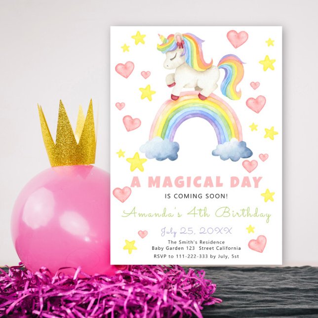 Convites Magical Rainbow Unicorn Birthday (Criador carregado)