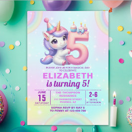 Convites Magical Unicorn 5th Birthday – Rainbow theme