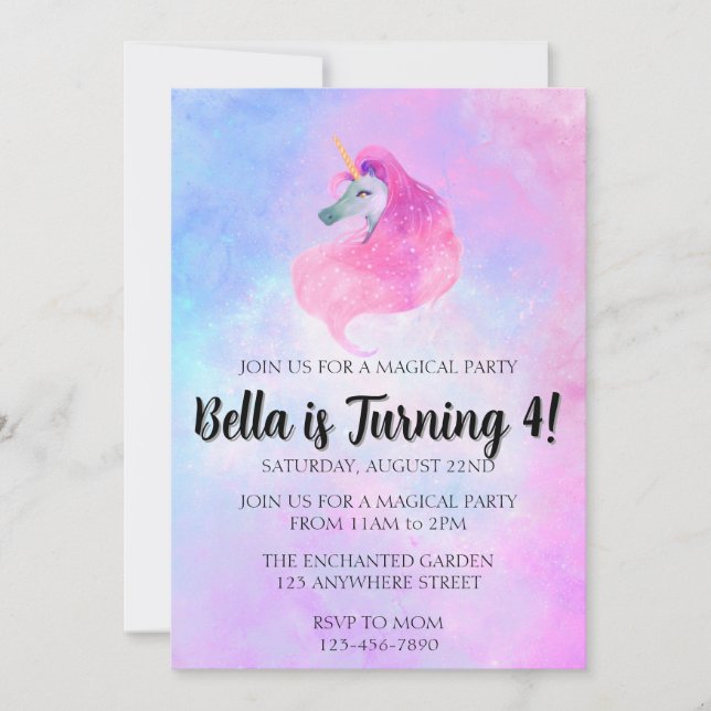 Convites Magical Unicorn Birthday Invitation (Frente)