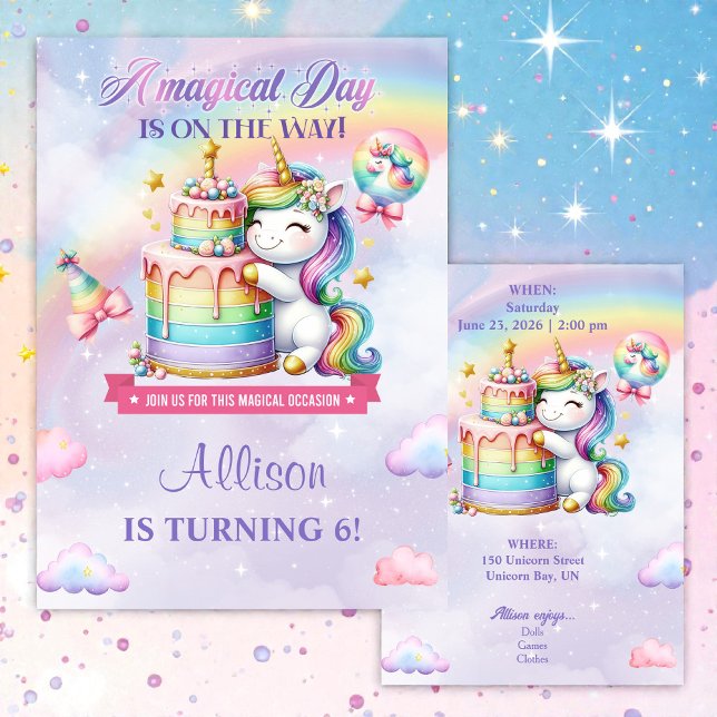 Convites Magical Unicorn Birthday Party Invitation (Criador carregado)