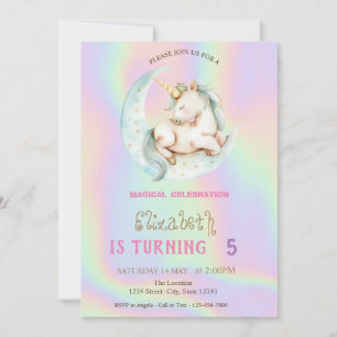 Convites Magical Unicorn Moon Holographic