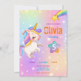 Convites Magical Unicorns Purple Birthday Party