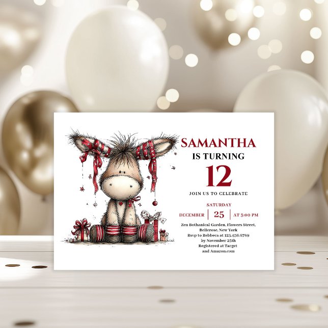 Convites Magical whimsical animals donkey kids birthday (Magical whimsical animals look kids birthday invitation

)