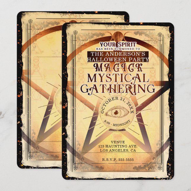 Convites Magick Mystical Gathering Fortune Teller Party (Frente/Verso)