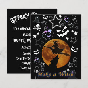 Convites Mágico bruxa Mikitiez Halloween fullmoon