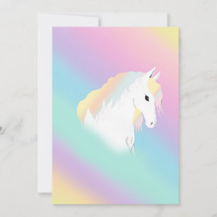 Convites Mágico Pastel Rainbow White Horse Girly Pink  