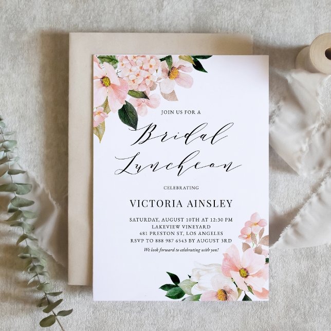 Convites Magnésia Rosa Esbranquiçada e Hidrangea Coleção Br (Criador carregado)