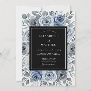 Convites Magnífico Casamento de Inverno em Azul Empoeirado
