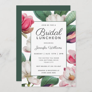Convites Magnolia Blossomo Boho Floral Bridal Luncheon