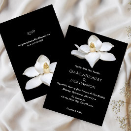 Convites Magnólia Branca Floral Elegante Casamento